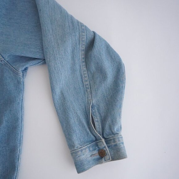 Vintage '90s Pepsi Co Light Wash 100% Cotton Button Up Blue Denim Jacket M - Picture 9 of 12